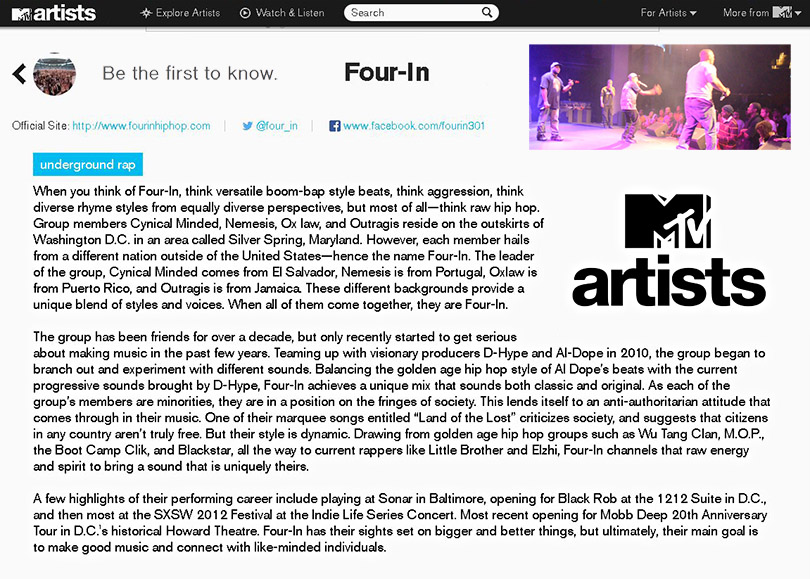 Four-In - MTV Artists